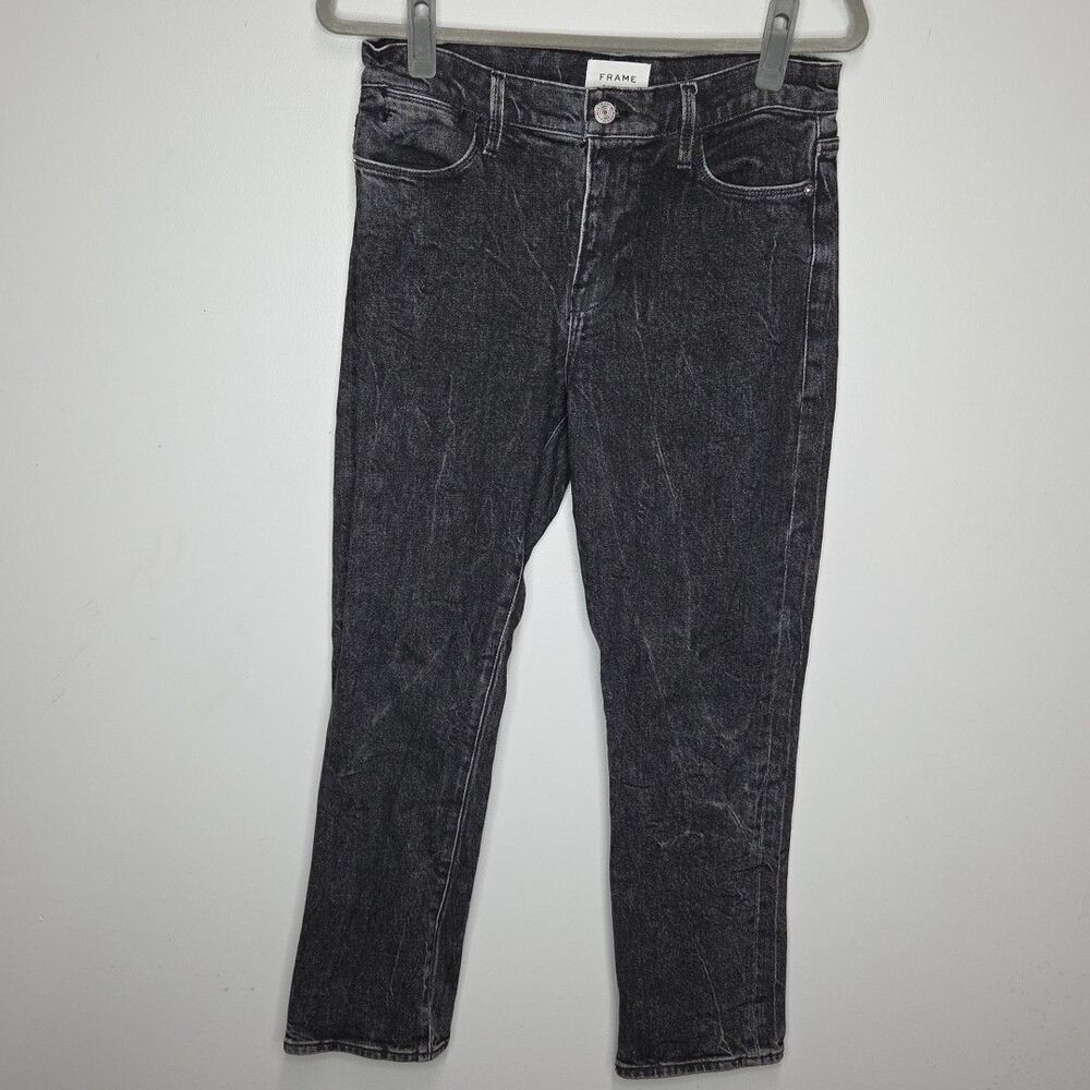 FRAME Le Garcon Women's Edgey distressed Black jeans sz 28 LHST830